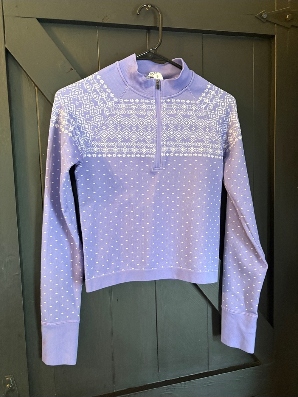 DSG Lavender Half-Zip Sweater with White Fair Isle